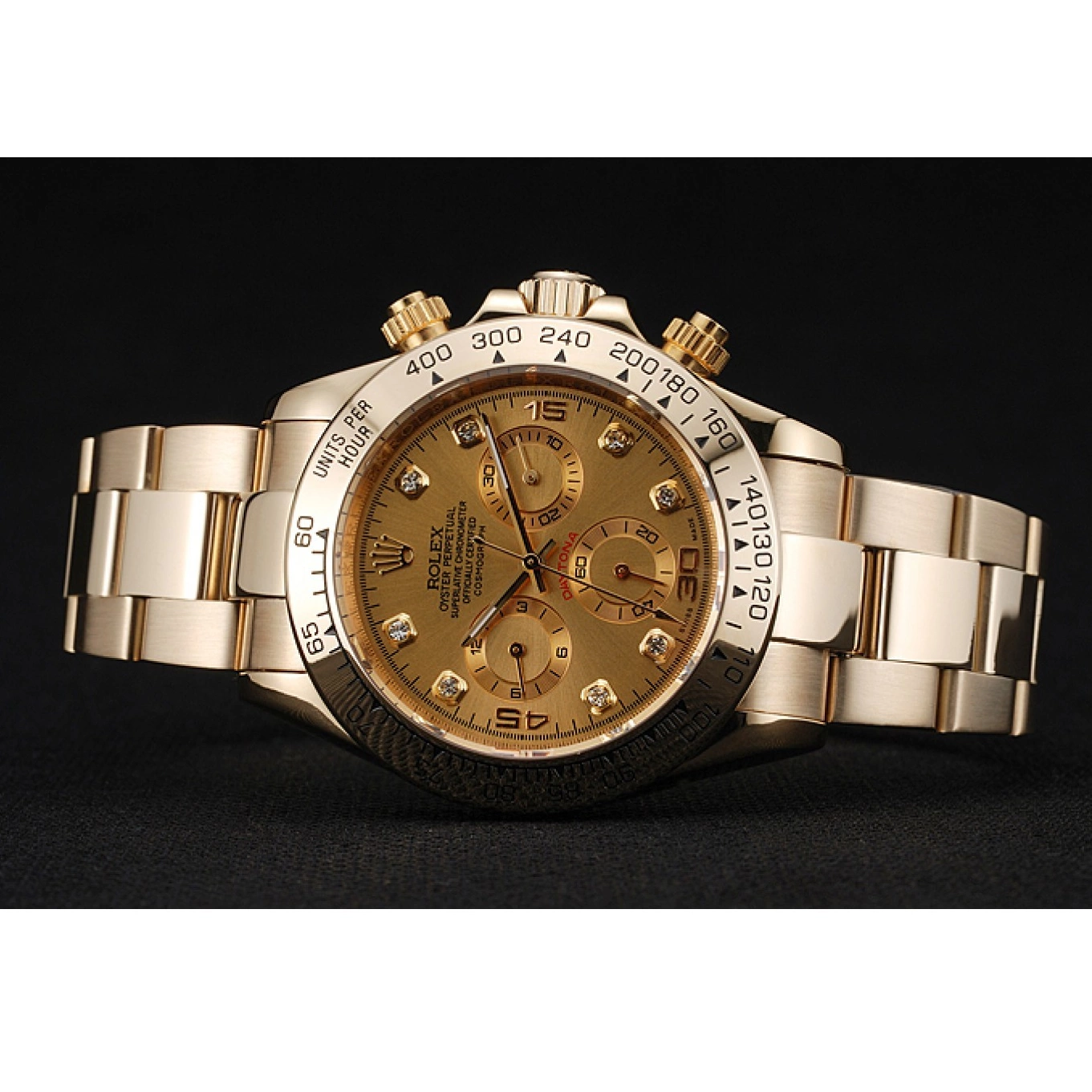 MiroTime 0810 Rolex Cosmograph Daytona Brown Dial Diamond Numerals Gold Case And Bracelet 1454245